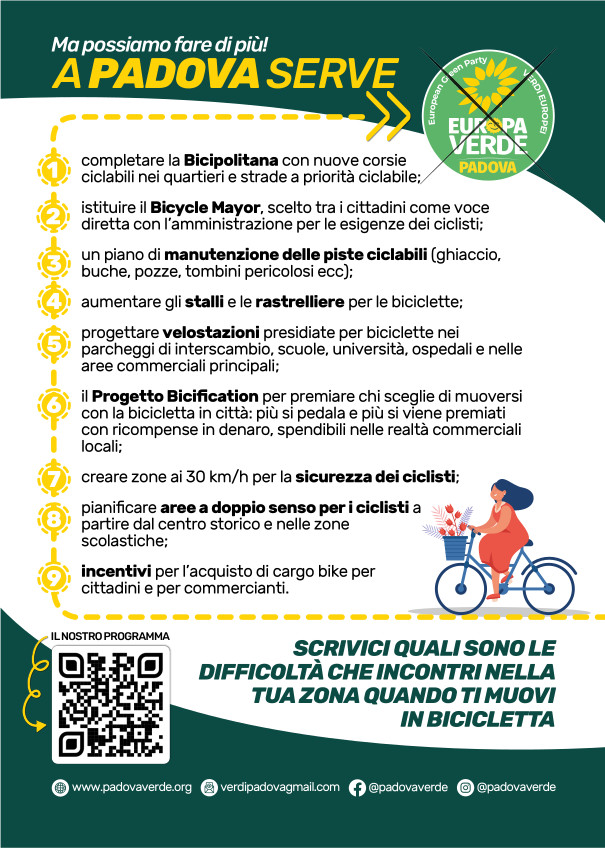 Proposte verdi per ciclabilità Padova